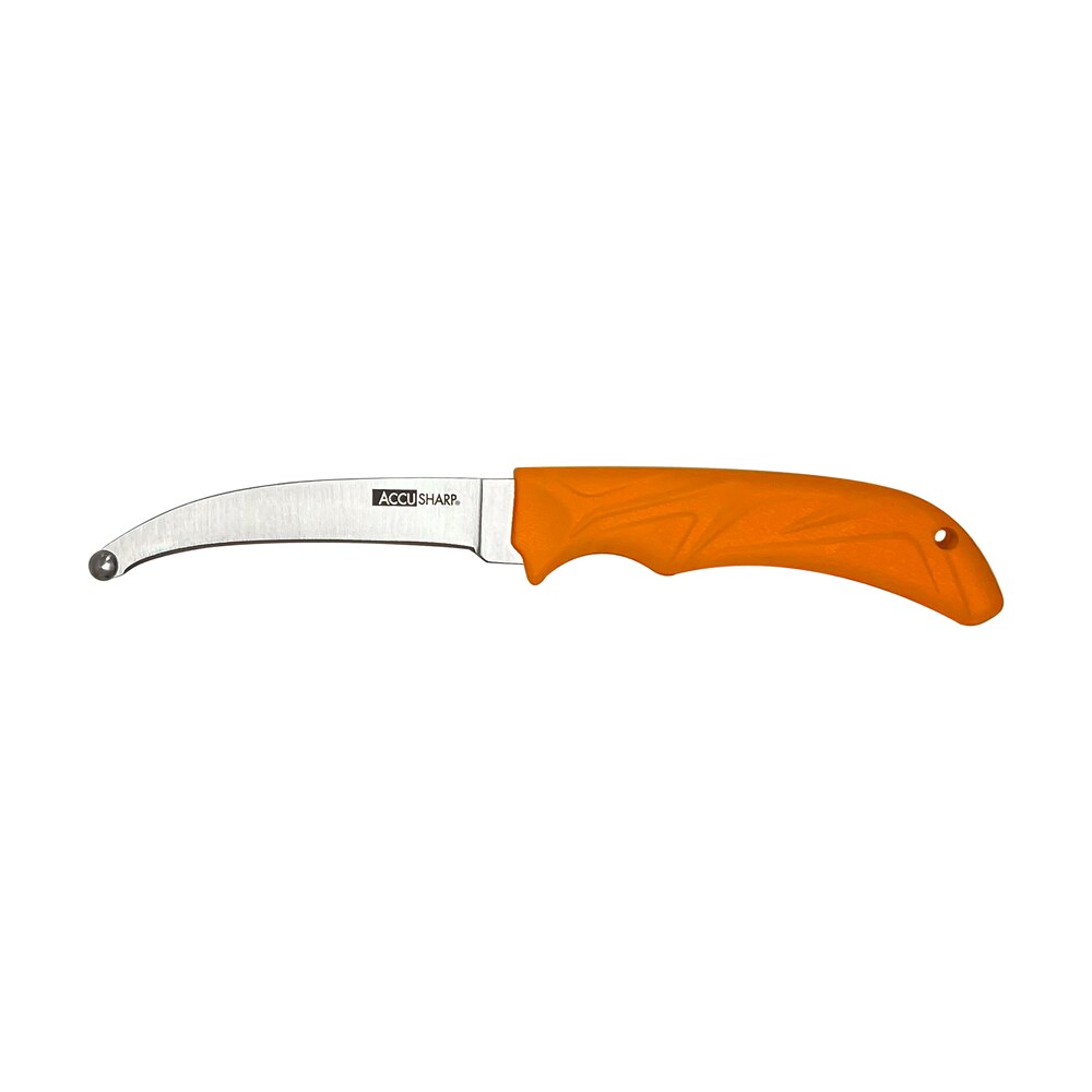 accusharp 734c accuzip 4" fixed plain stainless steel/ blade blaze orange ergonomic anti slip rubber handle AccuSharp 734C AccuZip 4" Fixed Plain Stainless Steel/ Blade Blaze Orange Ergonomic Anti-Slip Sports South item 155289