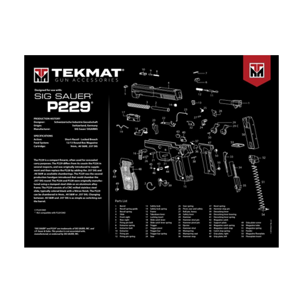 tekmat tekr20sigp229 sig sauer p229 ultra 20 cleaning mat multi color rubber 15"x20" sig p229 parts diagram TekMat TEKR20SIGP229 Sig Sauer P229 Ultra 20 Cleaning Mat Multi-Color Rubber 15"x20" Sig P229 Sports South item 155323