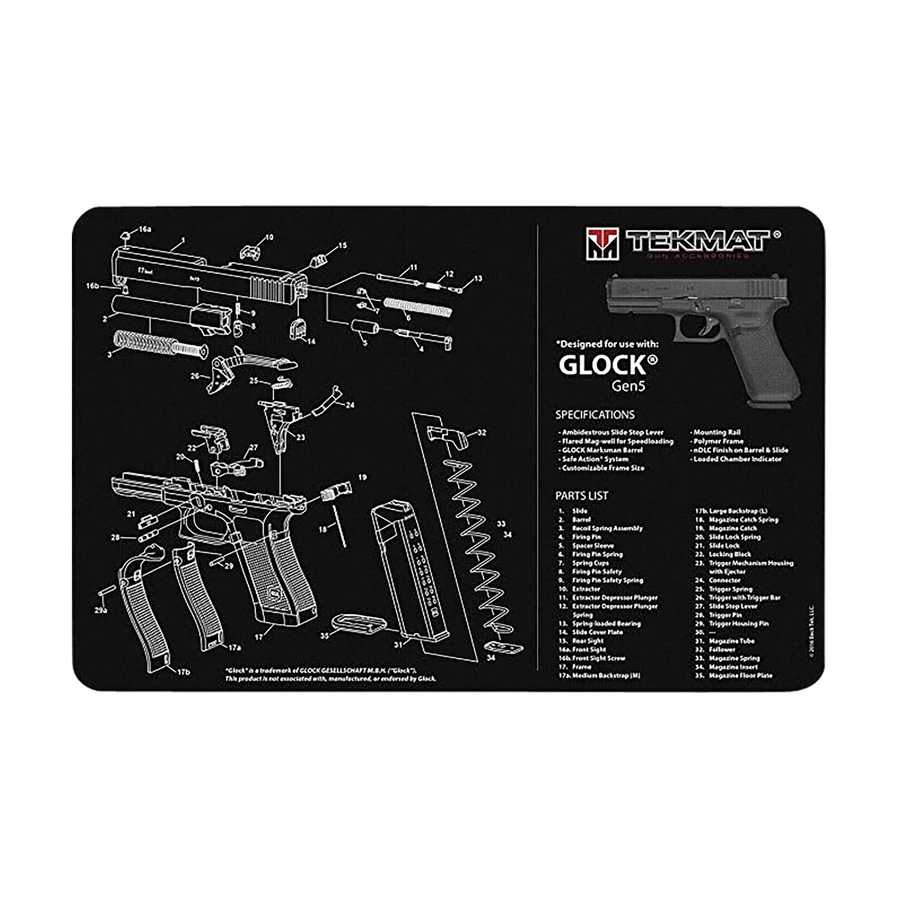 tekmat tekr20glock g5 glock gen 5 ultra 20 cleaning mat multi color rubber 15"x20" glock gen5 parts diagram TekMat TEKR20GLOCK-G5 Glock Gen 5 Ultra 20 Cleaning Mat Multi-Color Rubber 15"x20" Glock Gen5 Sports South item 155324