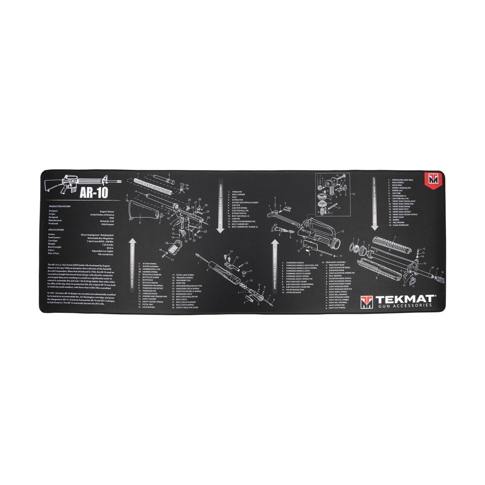 tekmat tekr44ar10 ar 10 cleaning mat black/white rubber 15"x44" ar 10 parts diagram TekMat TEKR44AR10 AR-10 Cleaning Mat Black/White Rubber 15"x44" AR-10 Parts Diagram Sports South item 155329