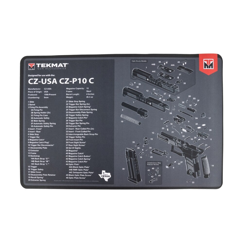 tekmat tekr17czp10c cz p 10c cleaning mat black/gray rubber 11"x17" cz p 10c parts diagram TekMat TEKR17CZP10C CZ P-10C Cleaning Mat Black/Gray Rubber 11"x17" CZ P-10C Parts Diagram Sports South item 155331