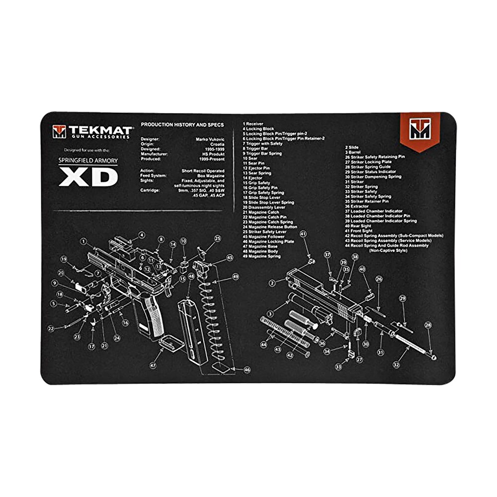 tekmat tekr17xd springfield armory xd cleaning mat black/white rubber 11"x17" springfield armory xd parts diagram TekMat TEKR17XD Springfield Armory XD Cleaning Mat Black/White Rubber 11"x17" Springfield Sports South item 155337