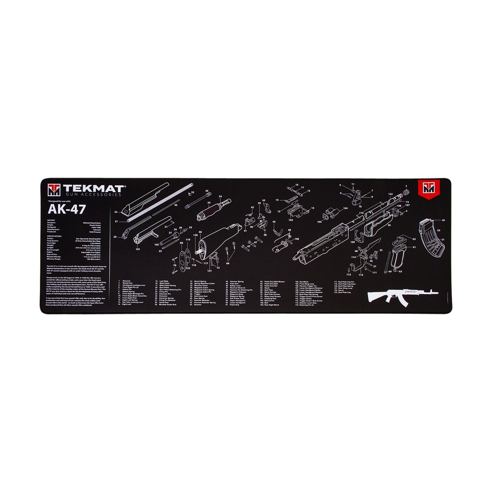 tekmat tekr36ak47 ak 47 cleaning mat black/white rubber 12"x36" ak 47 parts diagram TekMat TEKR36AK47 AK-47 Cleaning Mat Black/White Rubber 12"x36" AK-47 Parts Diagram Sports South item 155342