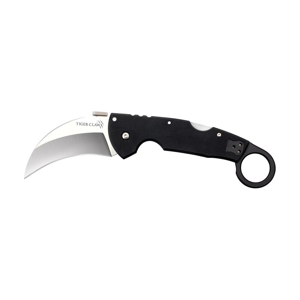 cold steel cs22c tiger claw 3.50" folding hawkbill plain stonewashed american s35vn blade/6" matte black w/ring g10 handle includes belt clip Cold Steel CS22C Tiger Claw 3.50" Folding Hawkbill Plain Stonewashed American S35VN Blade/6" Sports South item 155519