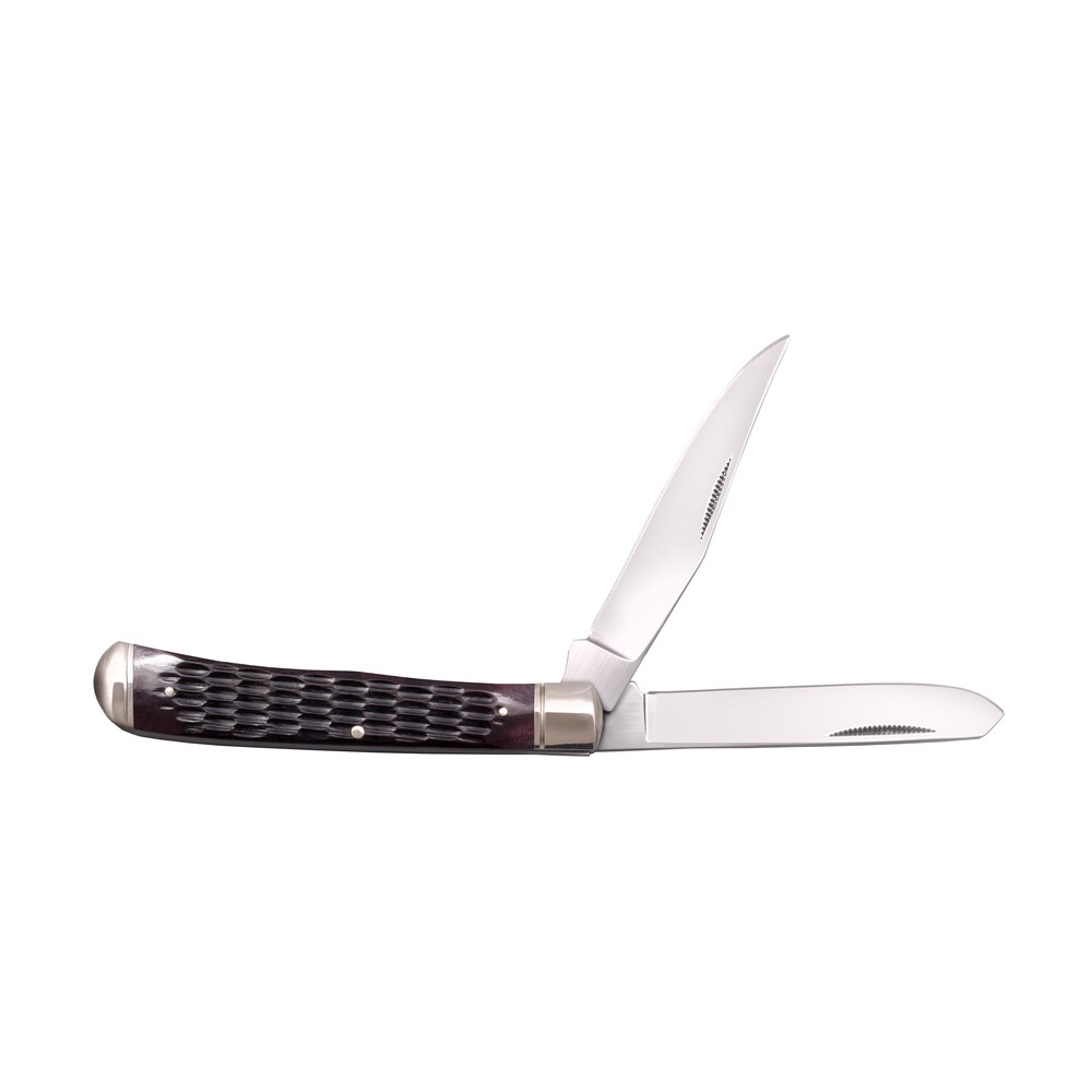 cold steel csfltrprj trapper 3" folding clip/spey plain 8cr13mov ss blade/brown jigged w/polished bolsters bone handle Cold Steel CSFLTRPRJ Trapper 3" Folding Clip/Spey Plain 8Cr13MoV SS Blade/Brown Jigged Sports South item 155549