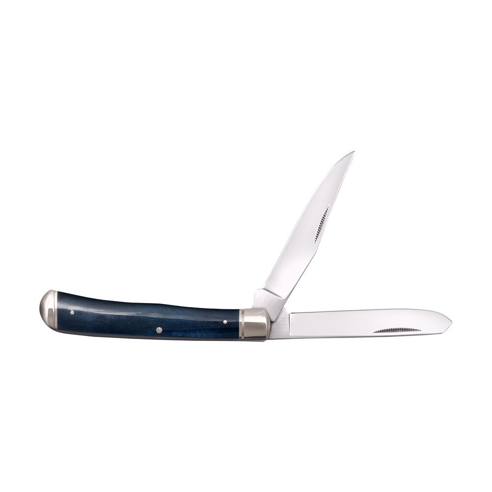 cold steel csfltrprb trapper 3" folding clip/spey plain 8cr13mov ss blade/dark blue w/polished bolsters bone handle Cold Steel CSFLTRPRB Trapper 3" Folding Clip/Spey Plain 8Cr13MoV SS Blade/Dark Blue Sports South item 155550