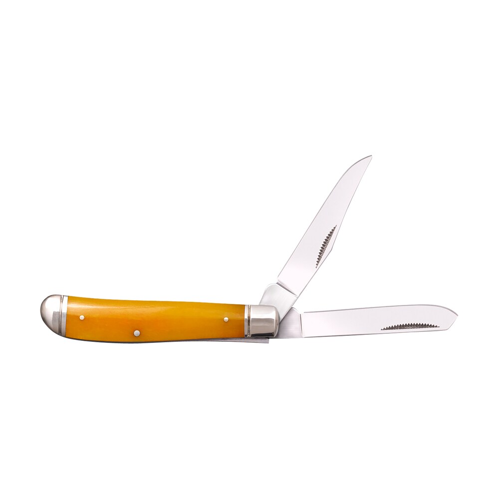 cold steel csflmtrpry trapper mini 2.60"/2.70" folding clip/spey plain 3cr13mov ss blade/yellow w/polished bolsters bone handle Cold Steel CSFLMTRPRY Trapper Mini 2.60"/2.70" Folding Clip/Spey Plain 3Cr13MoV SS Blade/Yellow Sports South item 155554