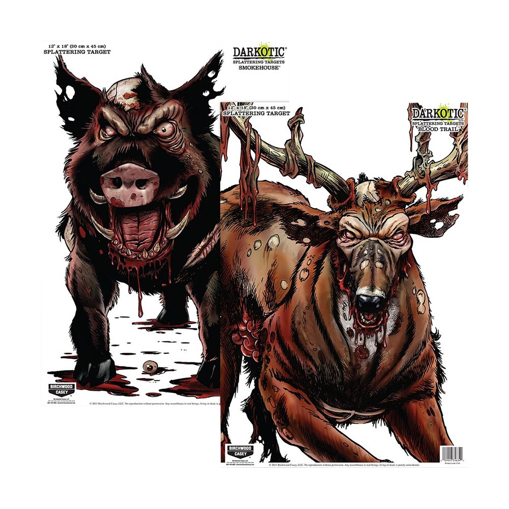birchwood casey 35627 smokehouse zombie deer/hog hanging smokehouse blood trail all firearms 12" x 18" impact enhancement splatter 8 targets Birchwood Casey 35627 Smokehouse Zombie Deer/Hog Hanging Smokehouse Blood Trail All Firearms Sports South item 155755