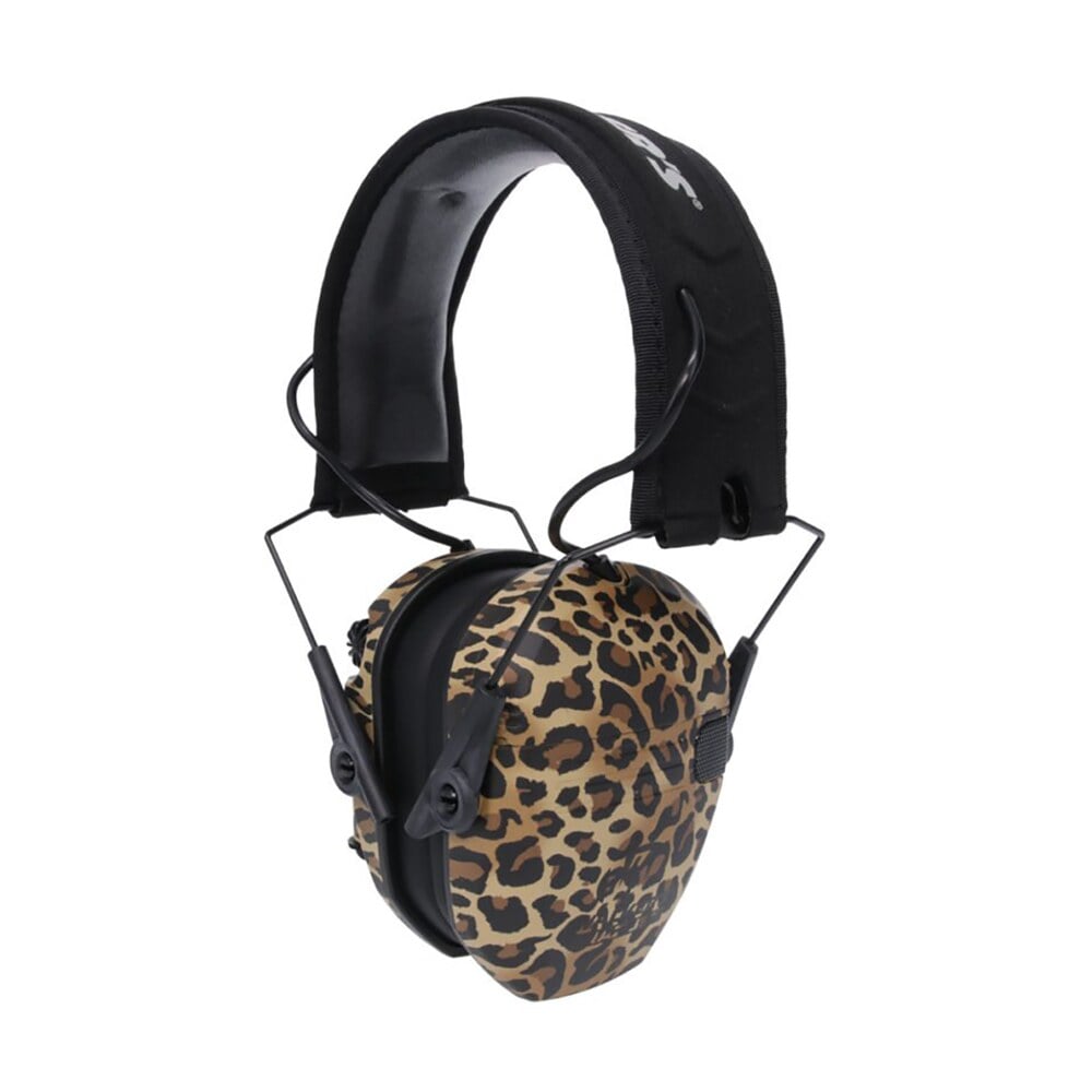 walker's gwprsem leo razor slim electronic muff 23 db over the head leopard print/black polymer Walker's GWPRSEM-LEO Razor Slim Electronic Muff 23 dB Over the Head Leopard Print/Black Polymer Sports South item 155786