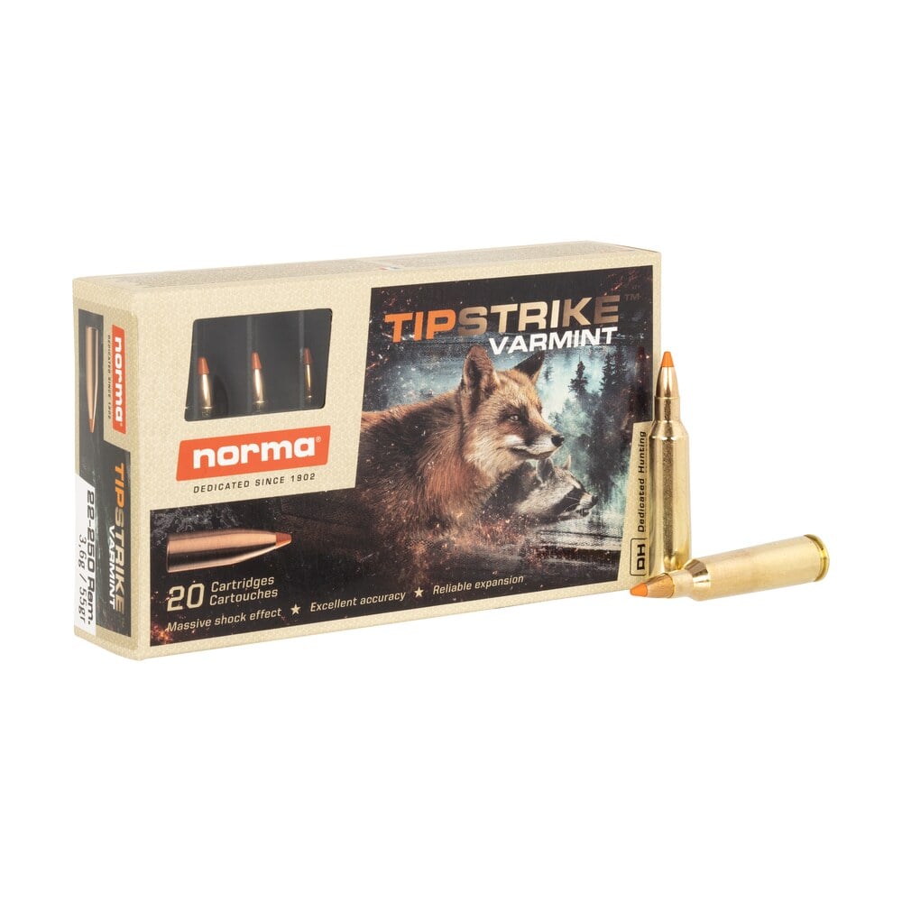 norma ammunition 20157372 dedicated hunting varmint 22 250rem 55gr polymer tip 20 per box/10 case Norma Ammunition 20157372 Dedicated Hunting Varmint 22-250Rem 55gr Polymer Tip 20 Per Box/10 Sports South item 156103