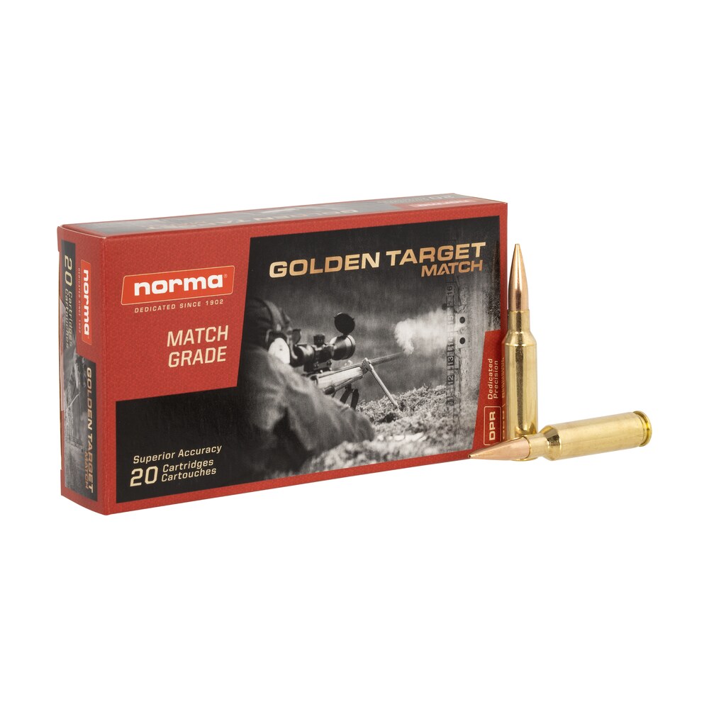 norma ammunition 10166522 dedicated precision golden target match 6.5creedmoor 143gr bthp 20 per box/10 case Norma Ammunition 10166522 Dedicated Precision Golden Target Match 6.5Creedmoor 143gr BTHP 20 Sports South item 156109