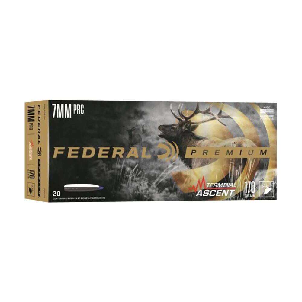 federal p7prcta3 premium terminal ascent 7mmprc 170gr 20 per box/10 case Federal P7PRCTA3 Premium Terminal Ascent 7mmPRC 170gr 20 Per Box/10 Case Sports South item 156476