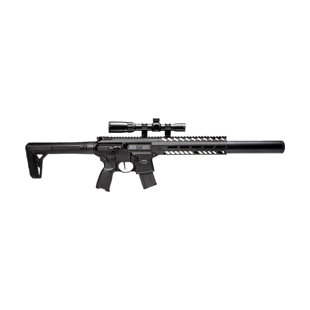 sig sauer airguns airmcx177g2blkscope mcx air gen 2 co2 177 pellet 18" 30rd, black, m lok handgaurd, flat trigger, c02 storage qd stock, reduced angle grip, 1 4x24mm scope Sig Sauer Airguns AIRMCX177G2BLKSCOPE MCX Air Gen 2 CO2 177 Pellet 18" 30rd, Black, M-LOK Sports South item 156620