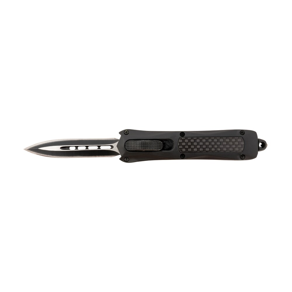 steel river knives ma163bd spartan mini 2.70" otf dagger plain black/silver 440c ss blade/ black w/carbon fiber inlay aluminum zinc alloy handle Steel River Knives MA163BD Spartan Mini 2.70" OTF Dagger Plain Black/Silver 440C SS Blade/ Sports South item 156655