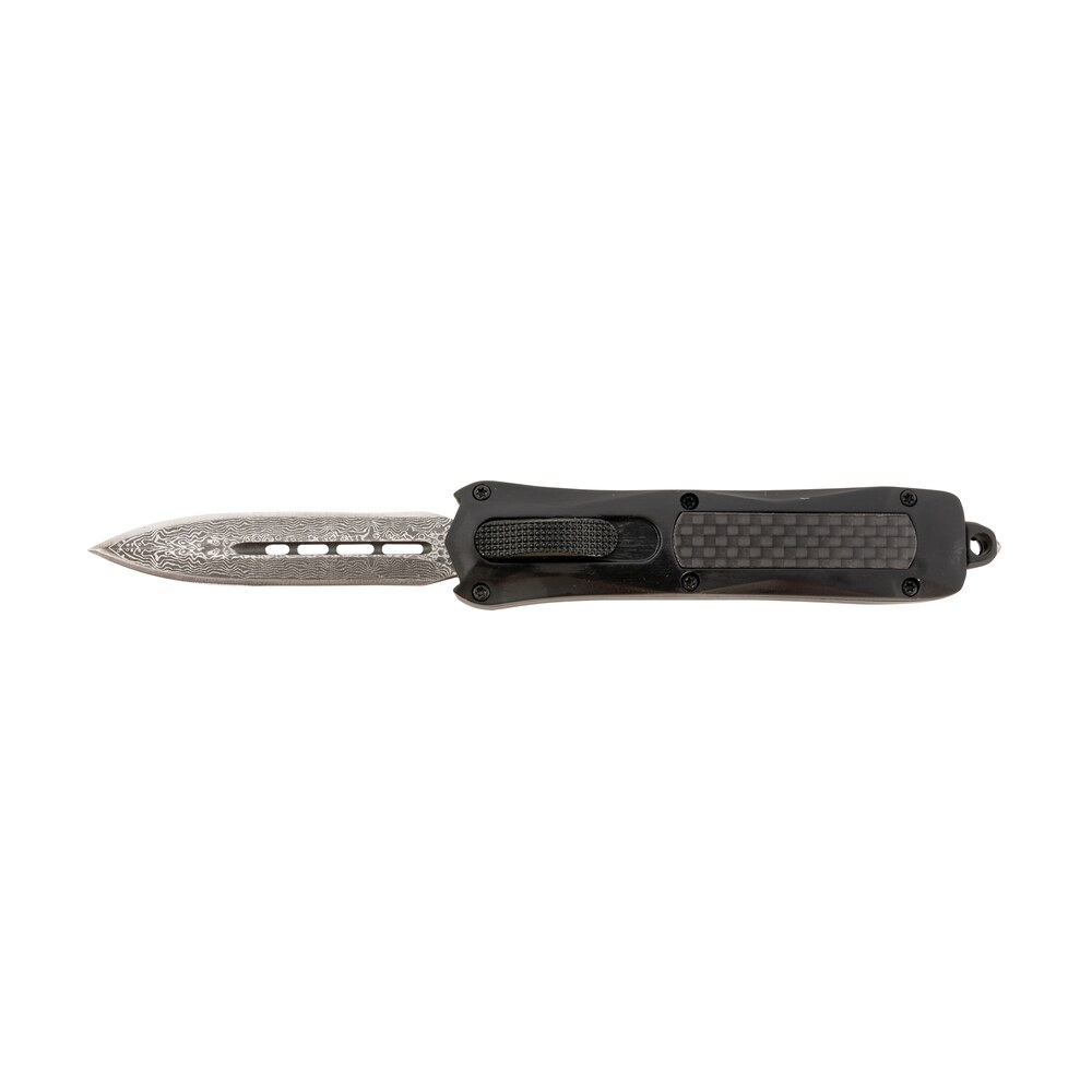 steel river knives ma163bdd spartan mini 2.70" otf dagger plain damascus 440c ss blade/ black w/carbon fiber inlay aluminum zinc alloy handle Steel River Knives MA163BDD Spartan Mini 2.70" OTF Dagger Plain Damascus 440C SS Blade/ Black Sports South item 156656