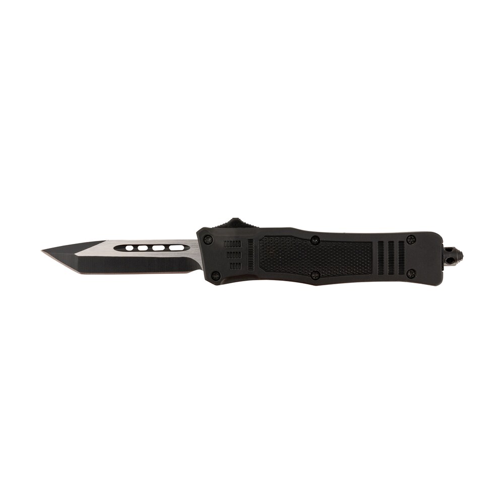 steel river knives mt616bt spartan mini 2.75" otf tanto plain black/silver 440c ss blade/ 4.25" black aluminum zinc alloy handle Steel River Knives MT616BT Spartan Mini 2.75" OTF Tanto Plain Black/Silver 440C SS Blade/ 4.25" Sports South item 156657