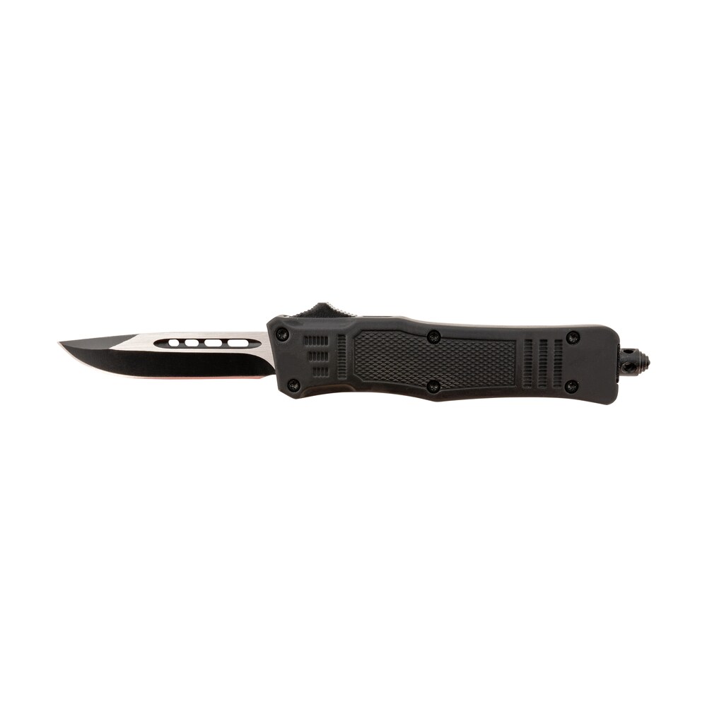 steel river knives mt616bdp spartan mini 2.75" otf drop point plain black/silver 440c ss blade/ 4.25" black aluminum zinc alloy handle Steel River Knives MT616BDP Spartan Mini 2.75" OTF Drop Point Plain Black/Silver 440C SS Blade/ Sports South item 156658