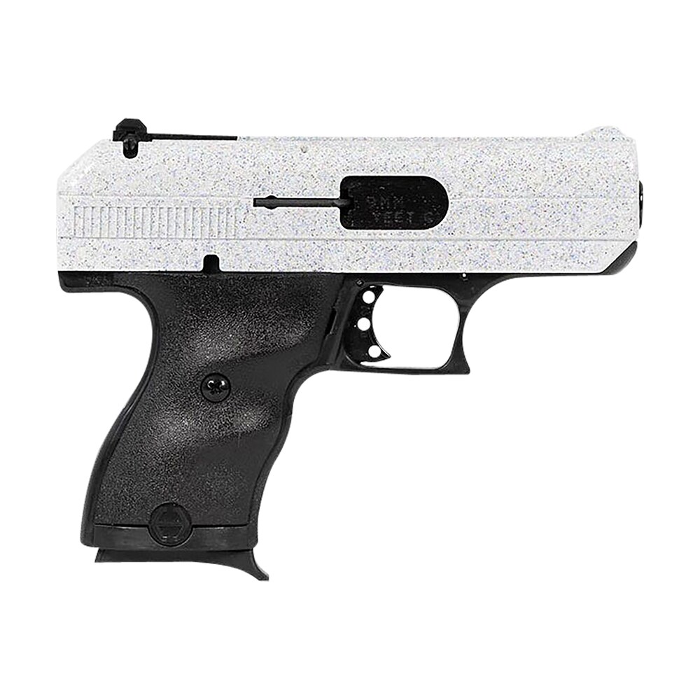 hi point 916whsp c9 9mm luger 8+1 3.50" black steel barrel, hydro dipped white sparkle serrated slide, black polymer frame, black polymer grips Hi-Point 916WHSP C9 9mm Luger 8+1 3.50" Black Steel Sports South item 156717