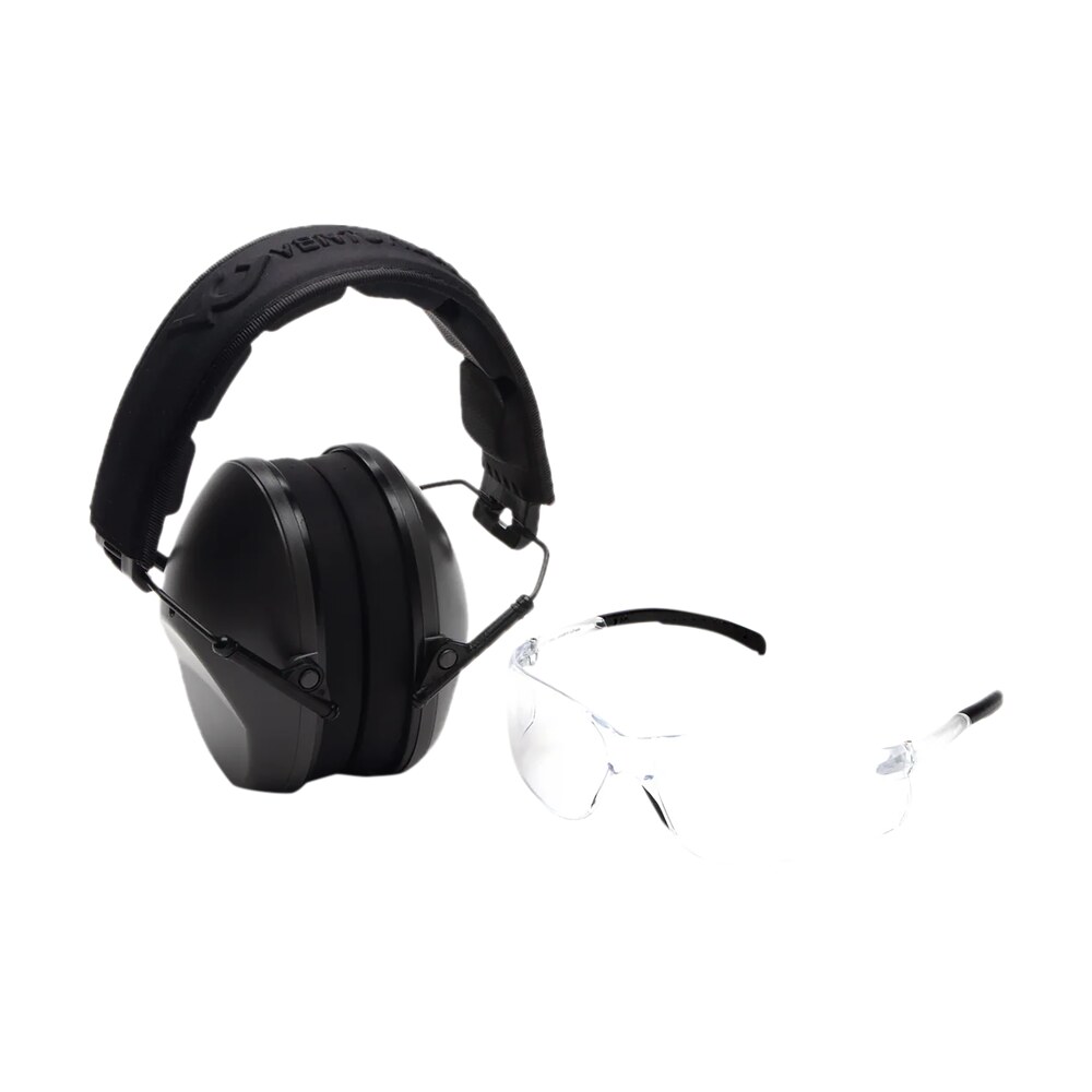 pyramex vgcombo110 low profile combo kit scratch resistant clear lens & frame with rubber temple tips gray low profile earmuffs Pyramex VGCOMBO110 Low-Profile Combo Kit Scratch Resistant Clear Lens & Frame Sports South item 156768