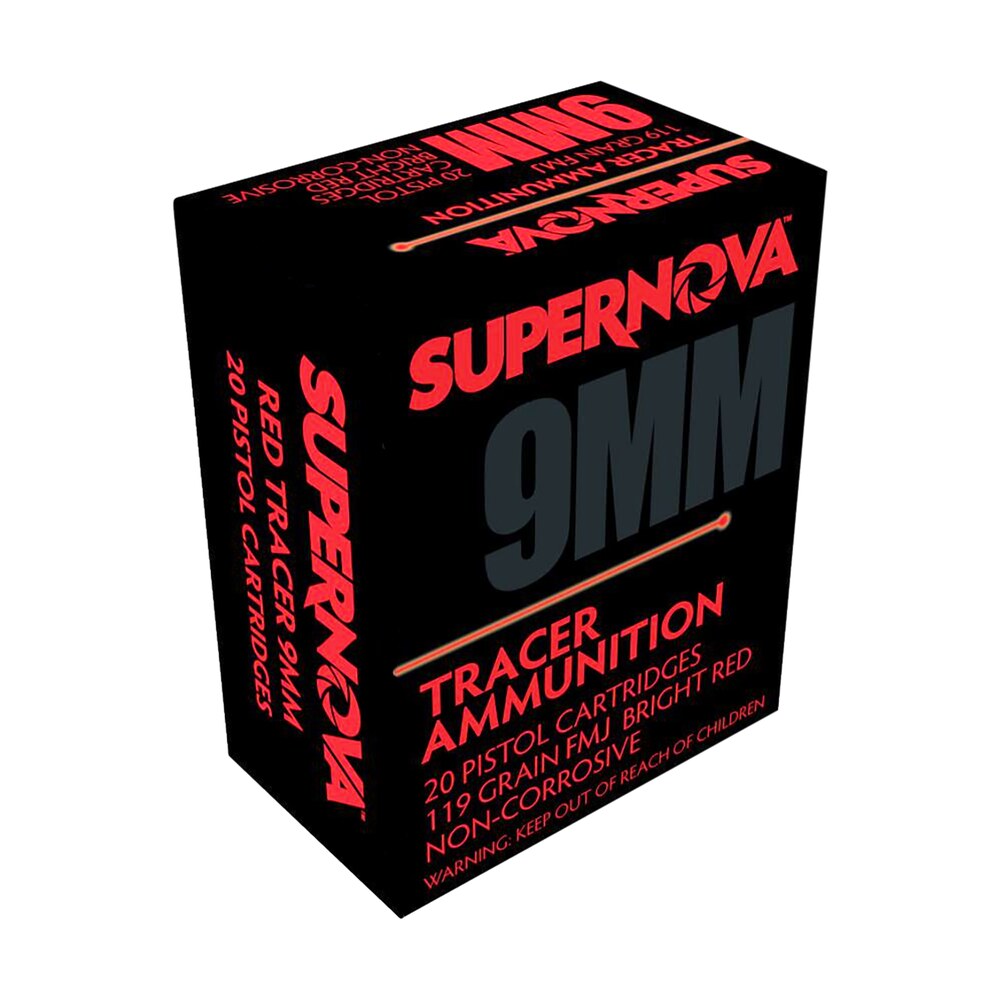 supernova pmsn9mmr red tracer non corrosive 9mm luger 119 gr full metal jacket 20 per box/ 50 cs Supernova PMSN9MMR Red Tracer Non Corrosive 9mm Luger 119 Gr Full Metal Jacket 20 Per Box/ 50 Sports South item 156927