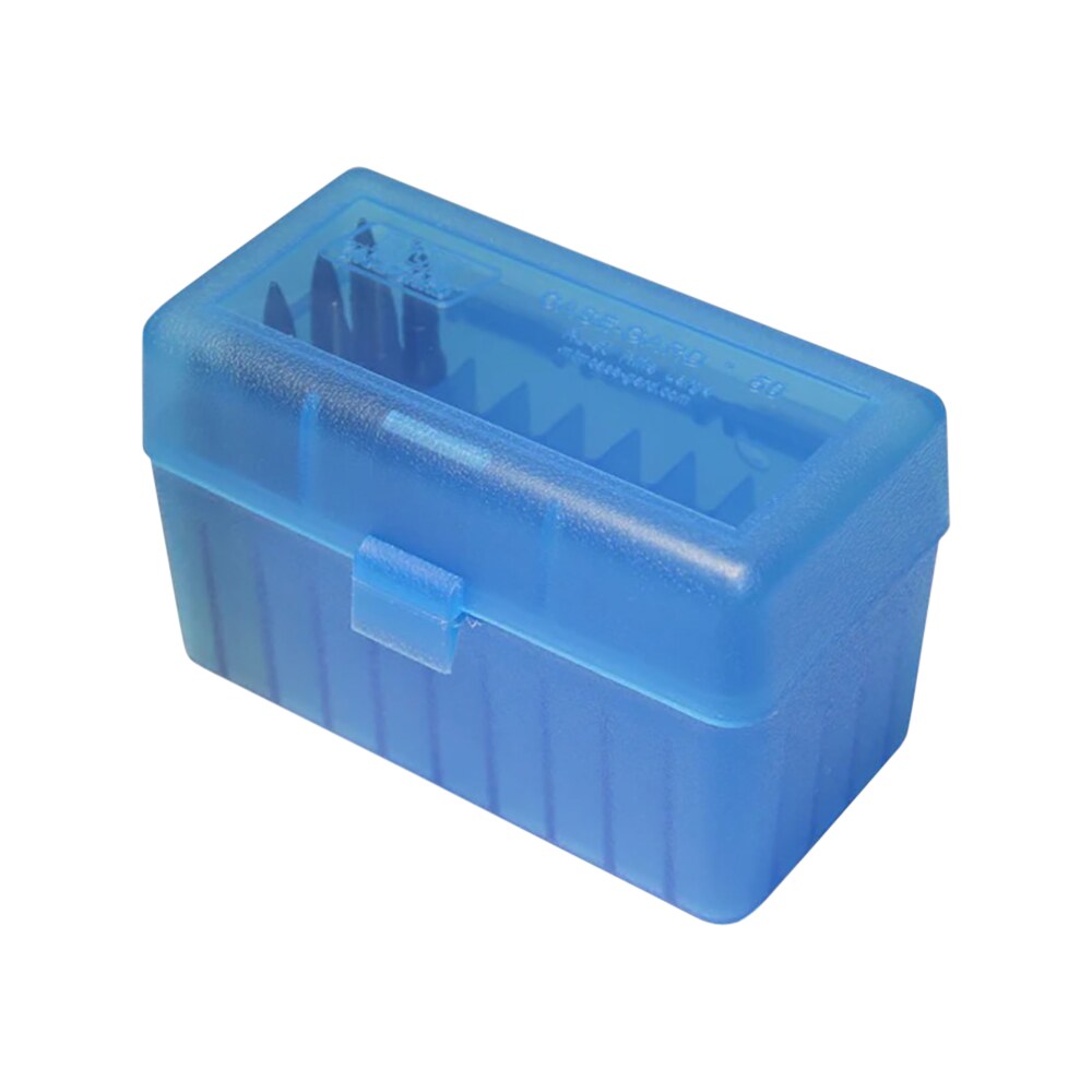 mtm case gard rss5024 ammo box flip top 6mm ppc/7mm clear blue polypropylene 50rd MTM Case-Gard RSS5024 Ammo Box Flip-Top 6mm PPC/7mm Clear Blue Polypropylene 50rd Sports South item 157087