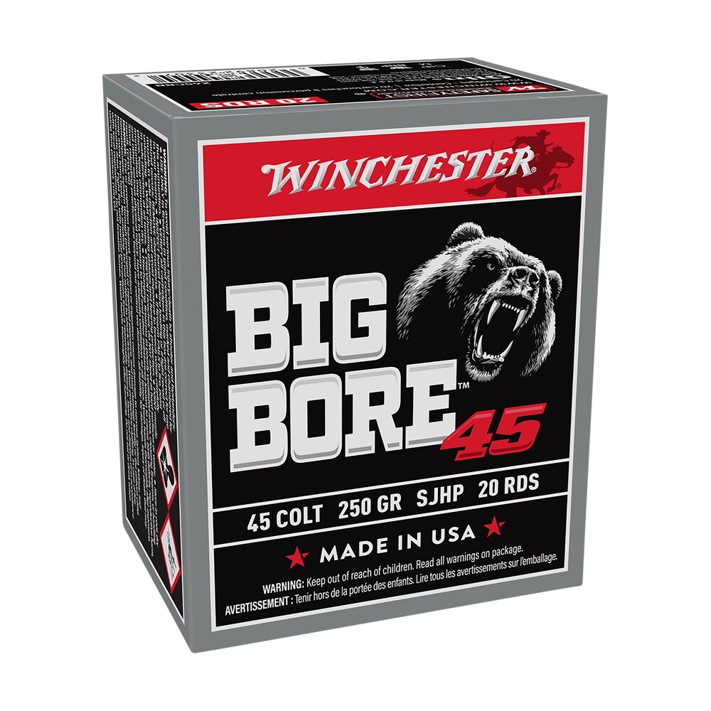 winchester ammo x45cbb big bore 45colt 250gr semi jacketed hollow point 20 per box/10 case Winchester Ammo X45CBB Big Bore 45Colt 250gr Semi Jacketed Hollow Point 20 Per Box/10 Case Sports South item 157096