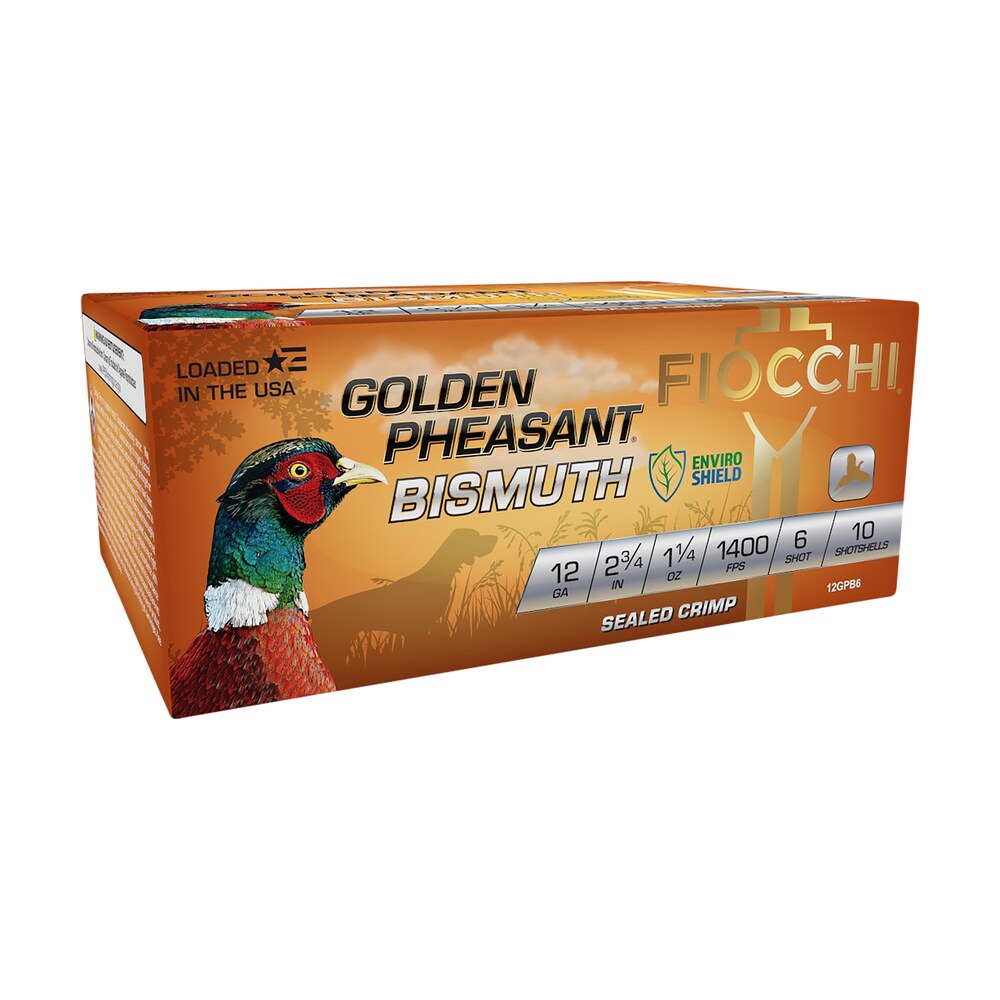 fiocchi 12gpb6 golden pheasant bismuth 12gauge 2.75" 1 1/4oz 6shot 10 per box/10 case Fiocchi 12GPB6 Golden Pheasant Bismuth 12Gauge 2.75" 1 1/4oz 6Shot 10 Per Box/10 Case Sports South item 157281