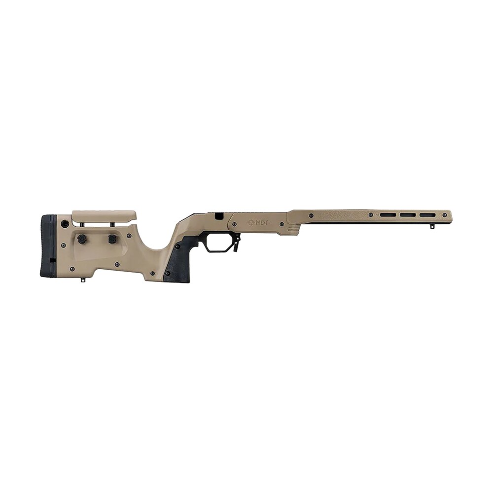 mdt sporting goods inc 104692fde xrs chassis fde aluminum core with polymer panels, adj. cheekrest, m lok forend, interchangeable grips, aics mag compatible, fits short action savage Mdt Sporting Goods Inc 104692FDE XRS Chassis FDE Aluminum Core Sports South item 157655