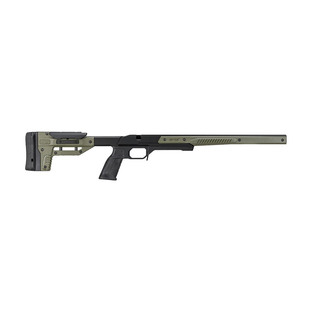 mdt sporting goods inc 104226odg oryx chassis od green/black aluminum, adj. cheekrest, m lok forend, ar style grip, barricade stop, aics mag compatible, fits short action savage axis Mdt Sporting Goods Inc 104226ODG Oryx Chassis OD Green/Black Aluminum, Adj. Cheekrest, M-LOK Sports South item 157659
