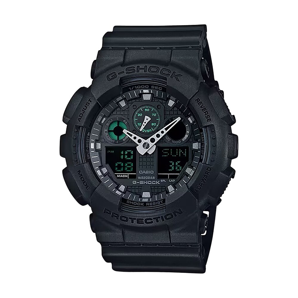 g shock/vlc distribution ga100mb1acr g shock tactical black stainless steel bezel 145 215mm G-shock/vlc Distribution GA100MB1ACR G-Shock Tactical Black Stainless Steel Bezel 145-215mm Sports South item 157742