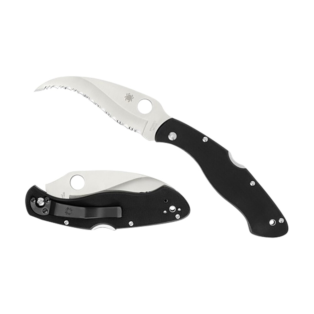 spyderco c12gs civilian clipit 4.09" folding serrated satin vg 10 ss blade/ black textured g10 handle includes pocket clip Spyderco C12GS Civilian CLIPIT 4.09" Folding Serrated Satin VG-10 SS Blade/ Black Textured G10 Sports South item 158042