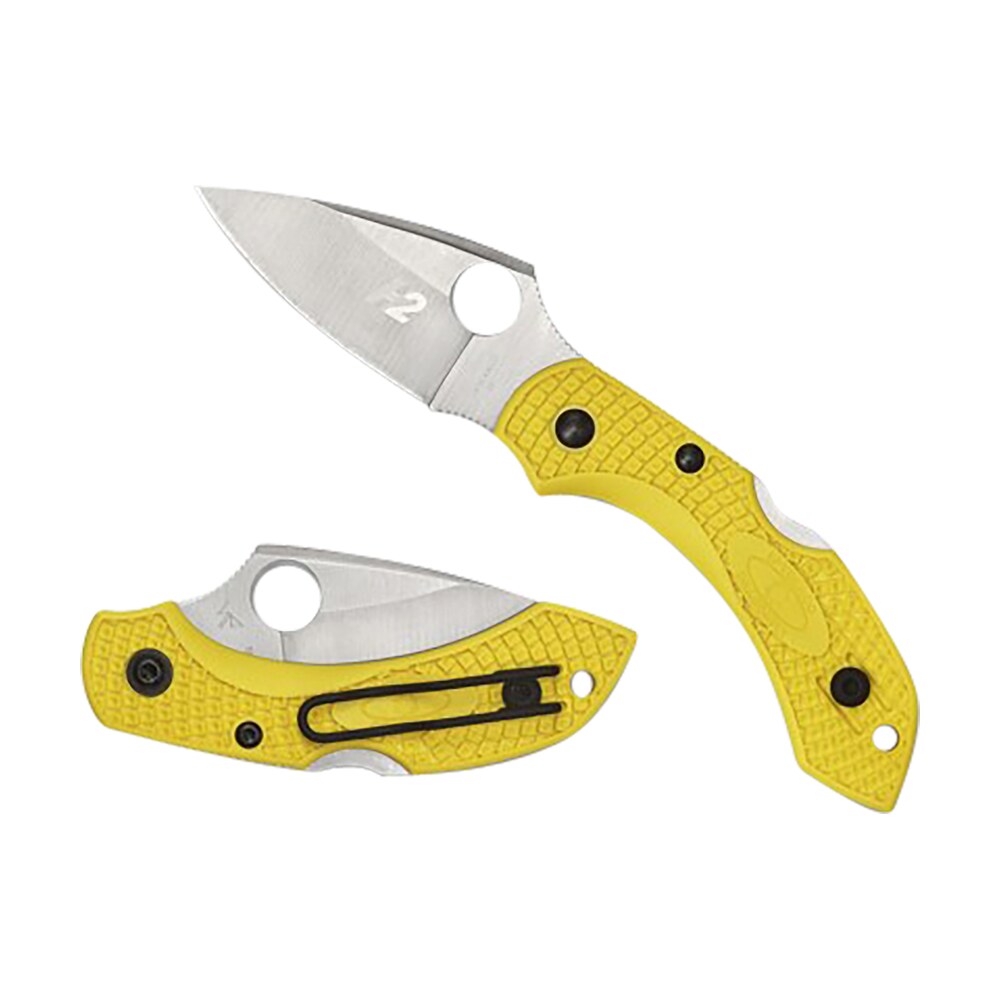spyderco c28pyl2 dragonfly 2 salt 2.25" folding plain stonewashed h1 steel blade/ yellow textured frn handle includes pocket clip Spyderco C28PYL2 Dragonfly 2 Salt 2.25" Folding Plain Stonewashed H1 Steel Blade/ Yellow Sports South item 158045