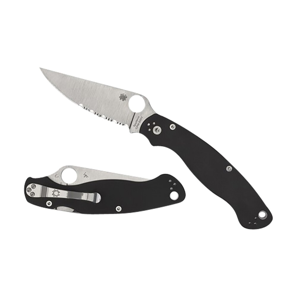 spyderco c36gp2 military 2 4" folding plain stonewashed cpm s30v ss blade/black textured g10 handle includes pocket clip Spyderco C36GP2 Military 2 4" Folding Plain Stonewashed CPM S30V SS Blade/Black Textured G10 Sports South item 158047