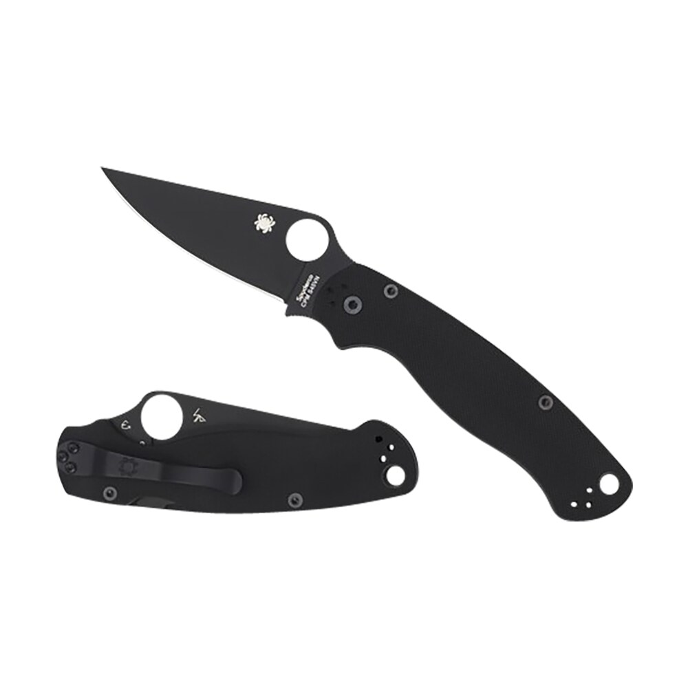 spyderco c81gpbk2 para military 2 3.42" folding plain black dlc cpm s45vn ss blade/black textured g10 handle includes pocket clip Spyderco C81GPBK2 Para Military 2 3.42" Folding Plain Black DLC CPM S45VN SS Blade/Black Sports South item 158053