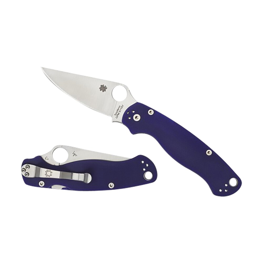 spyderco c81gpdbl2 para military 2 3.42" folding plain satin cpm s110v blade/dark blue textured g10 handle includes pocket clip Spyderco C81GPDBL2 Para Military 2 3.42" Folding Plain Satin CPM S110V Blade/Dark Blue Textured Sports South item 158054