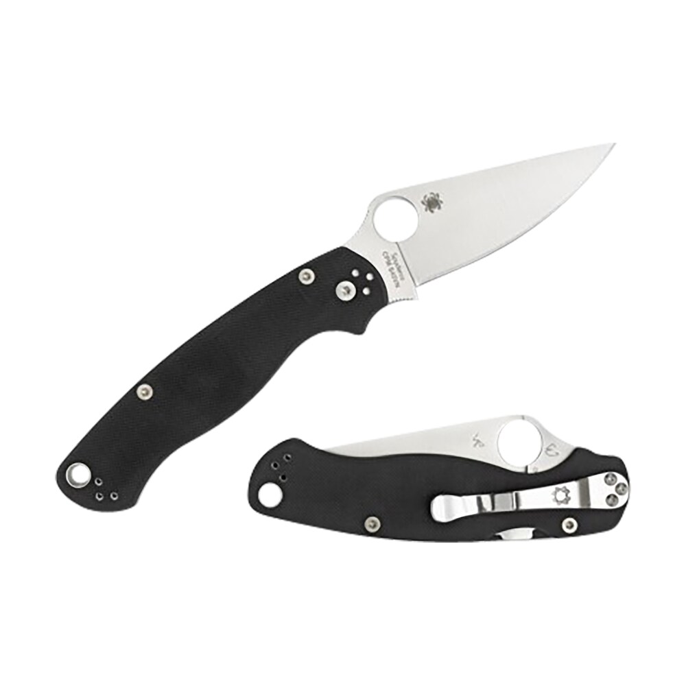 spyderco c81gple2 para military 2 3.42" folding plain satin cpm s45vn ss blade black textured g10 handle left hand includes pocket clip Spyderco C81GPLE2 Para Military 2 3.42" Folding Plain Satin CPM S45VN SS Blade Black Textured Sports South item 158056