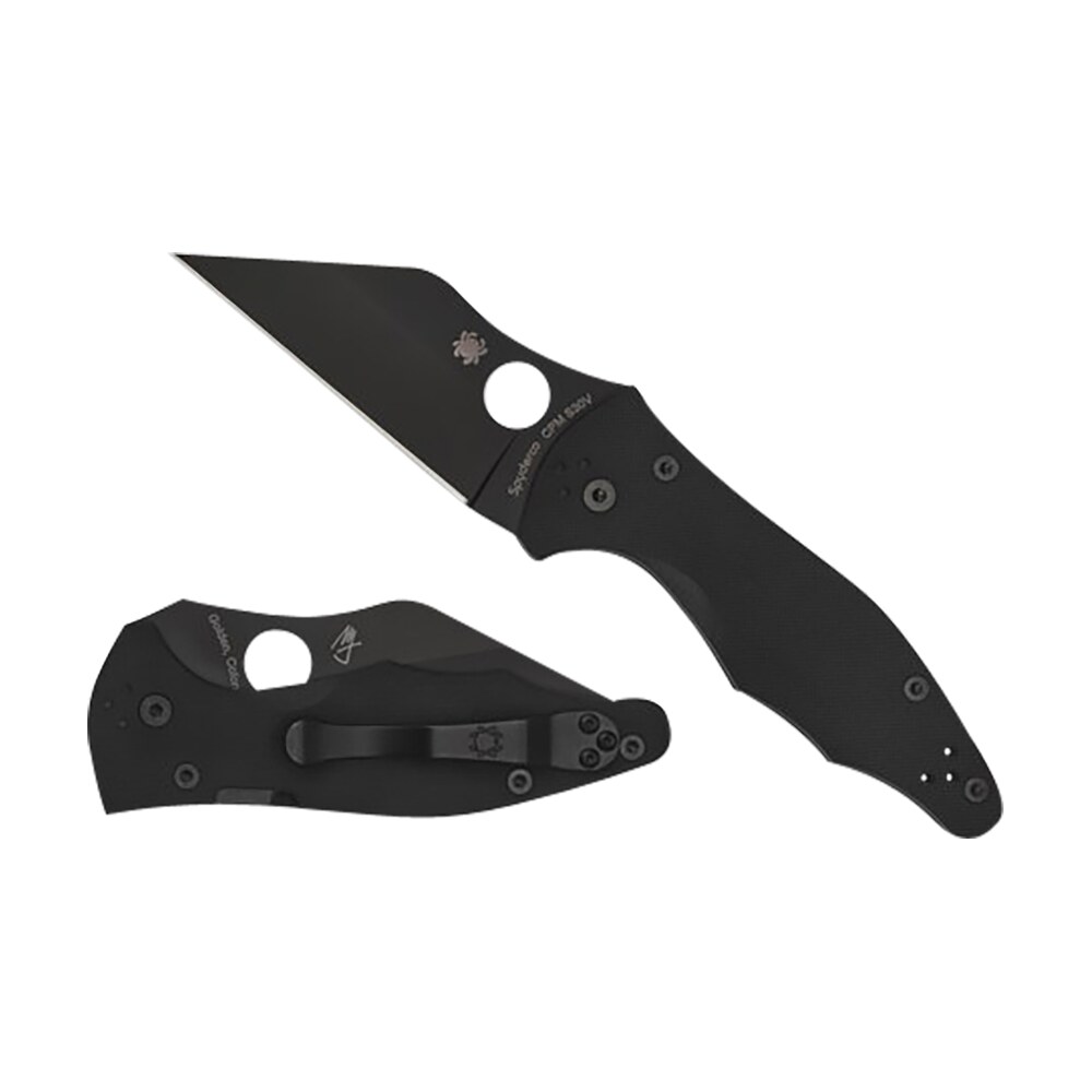 spyderco c85gpbbk2 yojimbo 2 3.20" folding wharncliffe plain black dlc cpm s30v ss blade/black textured g10 handle includes pocket clip Spyderco C85GPBBK2 Yojimbo 2 3.20" Folding Wharncliffe Plain Black DLC CPM S30V SS Blade/Black Sports South item 158058