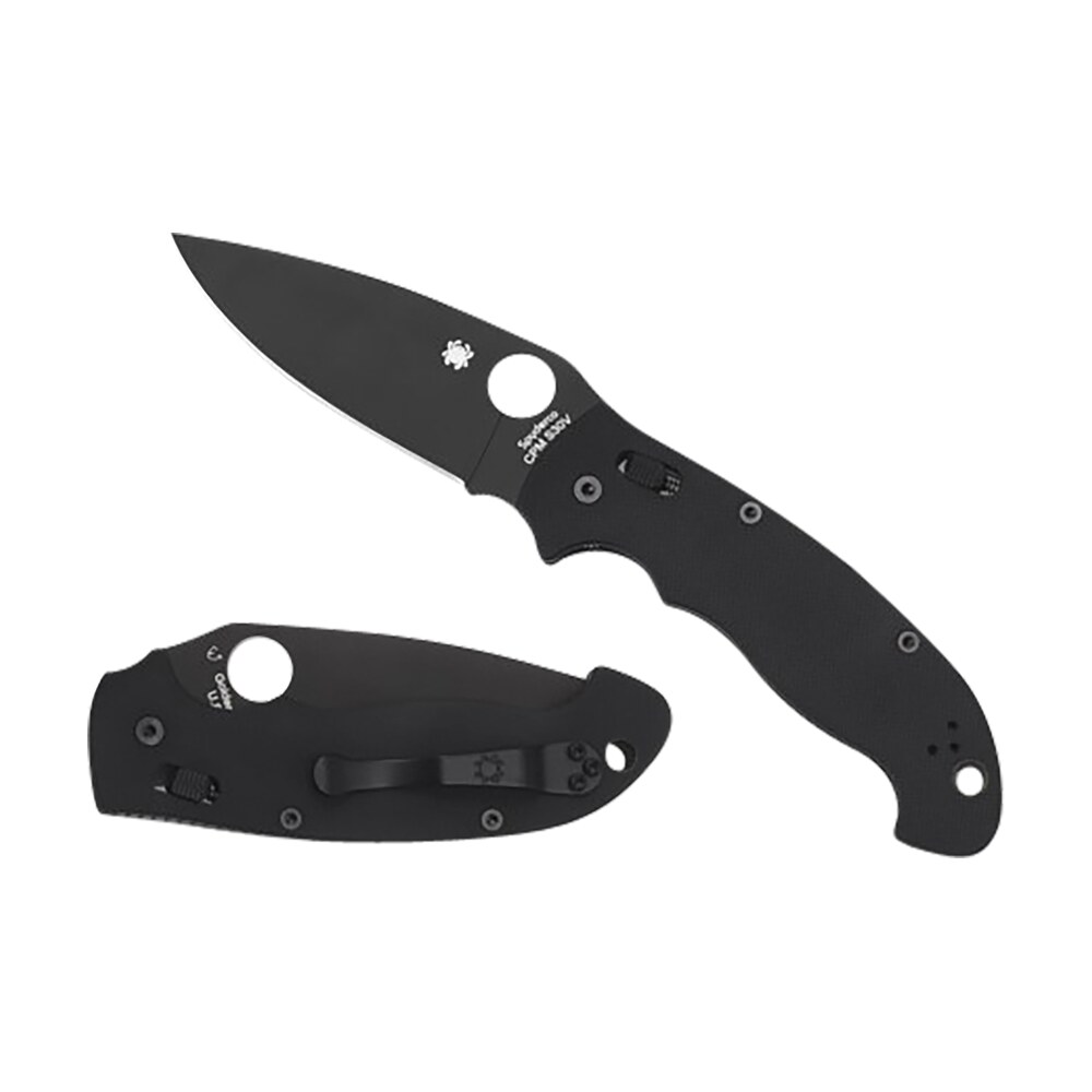 spyderco c95gpbbk2 manix 2 xl 3.85" folding plain black dlc cpm s30v ss blade/black textured g10 handle includes pocket clip Spyderco C95GPBBK2 Manix 2 XL 3.85" Folding Plain Black DLC CPM S30V SS Blade/Black Textured Sports South item 158060
