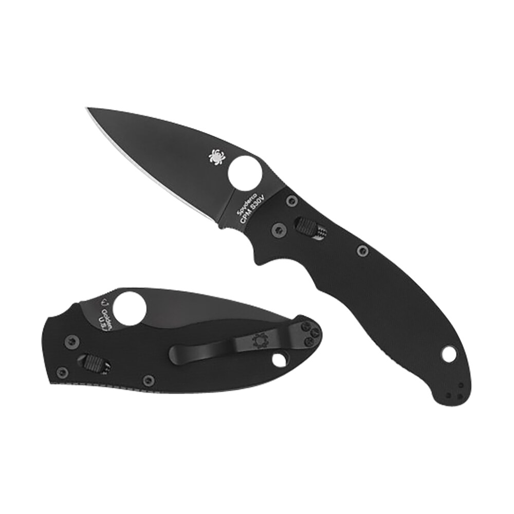 spyderco c101gpbbk2 manix 2 3.37" folding plain black dlc cpm s30v ss blade/black bi directional texturing g10 handle includes pocket clip Spyderco C101GPBBK2 Manix 2 3.37" Folding Plain Black DLC CPM S30V SS Blade/Black Sports South item 158061