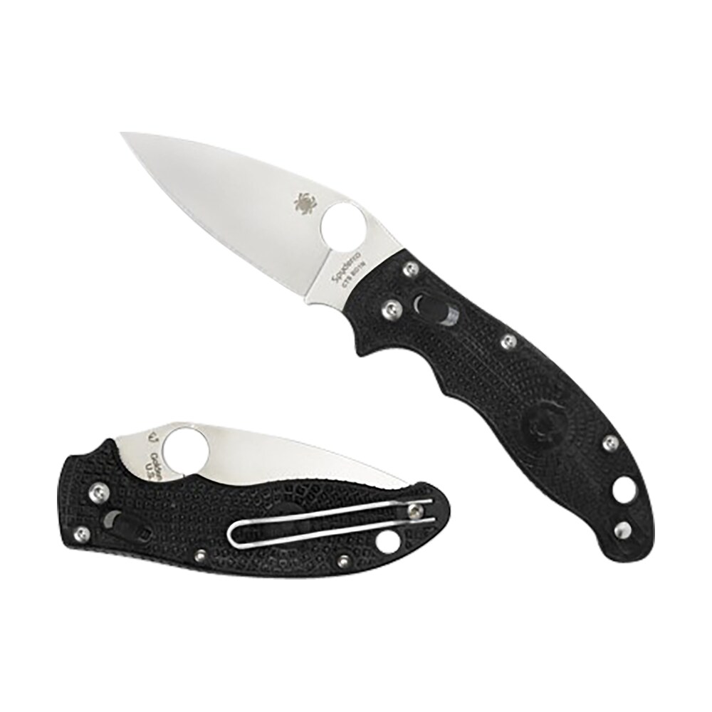 spyderco c101pbk2 manix 2 lightweight 3.37" folding plain satin cts bd1 ss blade/black bi directional texturing frcp handle includes pocket clip Spyderco C101PBK2 Manix 2 Lightweight 3.37" Folding Plain Satin CTS BD1 SS Blade/Black Sports South item 158063