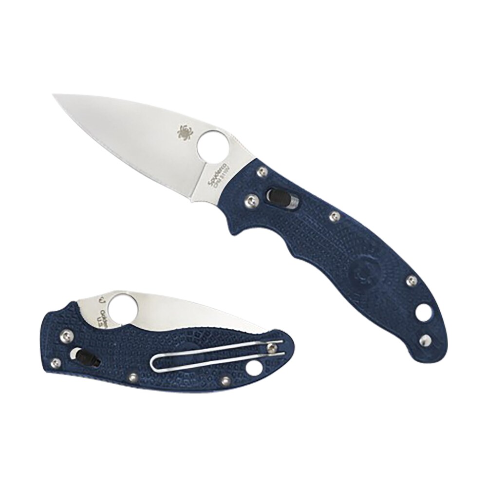 spyderco c101pdbl2 manix 2 lightweight 3.37" folding plain satin cts bd1 ss blade/dark blue bi directional texturing frcp handle includes pocket clip Spyderco C101PDBL2 Manix 2 Lightweight 3.37" Folding Plain Satin CTS BD1 SS Blade/Dark Blue Sports South item 158064