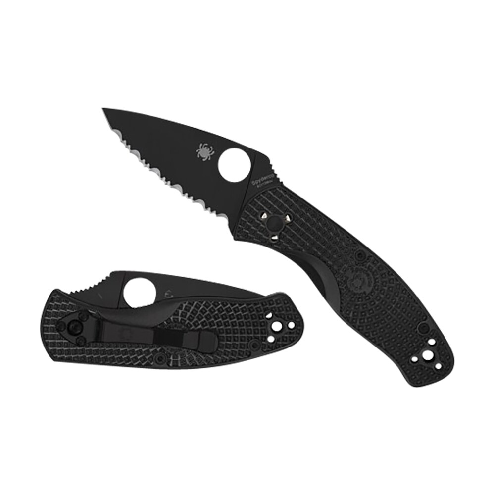 spyderco c136pbbk persistence lightweight 2.75" folding plain black oxide 8cr13mov ss blade/black bi directional texturing frn handle includes pocket clip Spyderco C136PBBK Persistence Lightweight 2.75" Folding Plain Black Oxide 8Cr13MoV SS Sports South item 158071