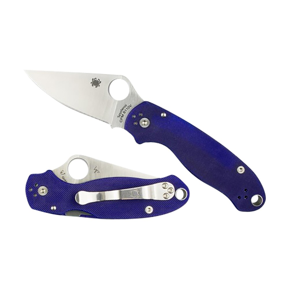spyderco c223gpdbl para 3 2.95" folding plain satin cpm s110v blade/dark blue textured g10 handle includes pocket clip Spyderco C223GPDBL Para 3 2.95" Folding Plain Satin CPM S110V Blade/Dark Blue Textured G10 Sports South item 158078
