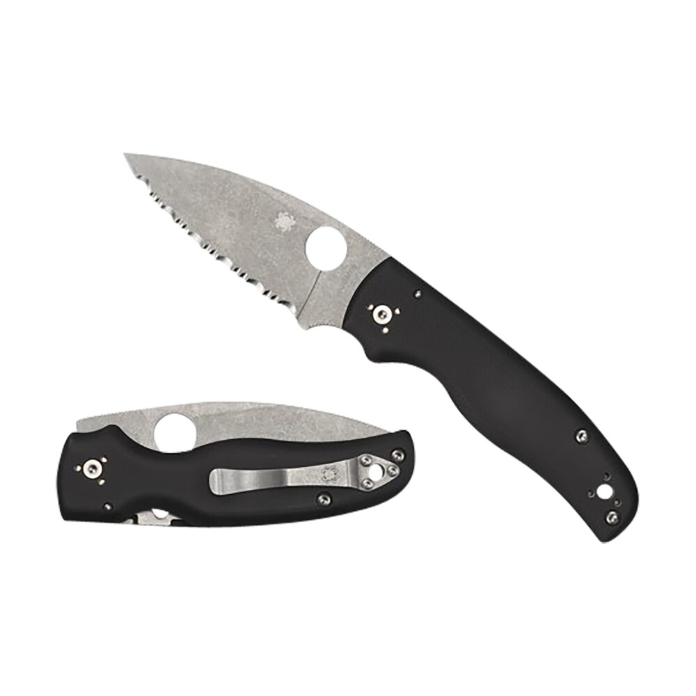 spyderco c229gs shaman 3.58" folding serrated stonewashed cpm s30v ss blade/ black textured g10 handle includes pocket clip Spyderco C229GS Shaman 3.58" Folding Serrated Stonewashed CPM S30V SS Blade/ Black Textured G10 Sports South item 158082