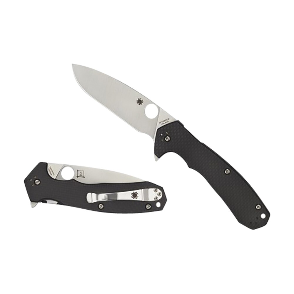 spyderco c234cfp amalgam 3.80" folding drop point plain satin cpm s30v ss blade/black textured carbon fiber/g10 handle includes pocket clip Spyderco C234CFP Amalgam 3.80" Folding Drop Point Plain Satin CPM S30V SS Blade/Black Textured Sports South item 158087