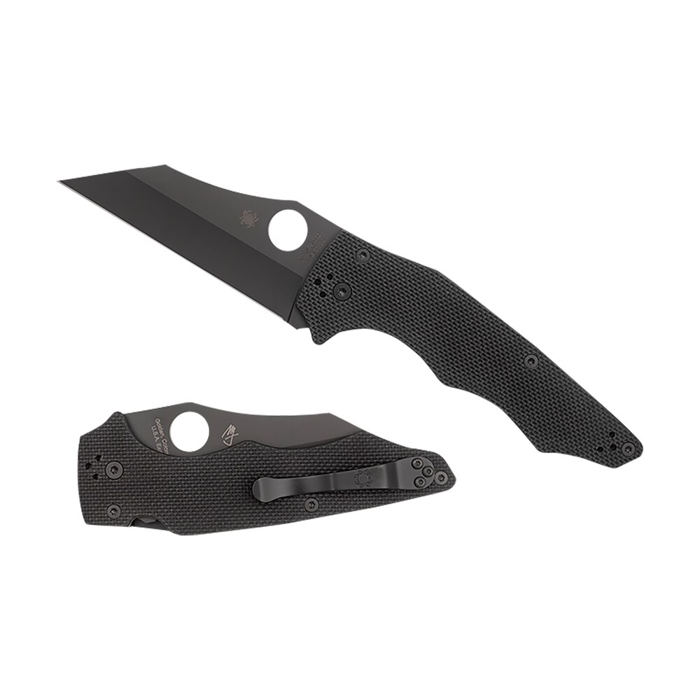 spyderco c253gpbbk yojumbo 3.98" folding wharncliffe plain black dlc cpm s30v ss blade/black textured g10 handle includes pocket clip Spyderco C253GPBBK YoJumbo 3.98" Folding Wharncliffe Plain Black DLC CPM S30V SS Blade/Black Sports South item 158093