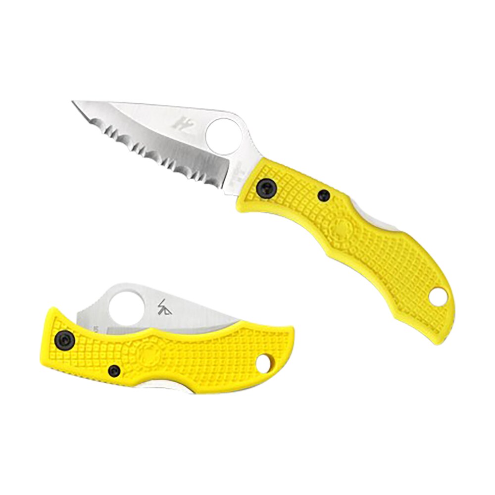 spyderco lylp3 ladybug 3 salt 1.94" folding plain stonewashed h2 steel blade/marine yellow bi directional texturing frn handle Spyderco LYLP3 Ladybug 3 Salt 1.94" Folding Plain Stonewashed H2 Steel Blade/Marine Yellow Sports South item 158095