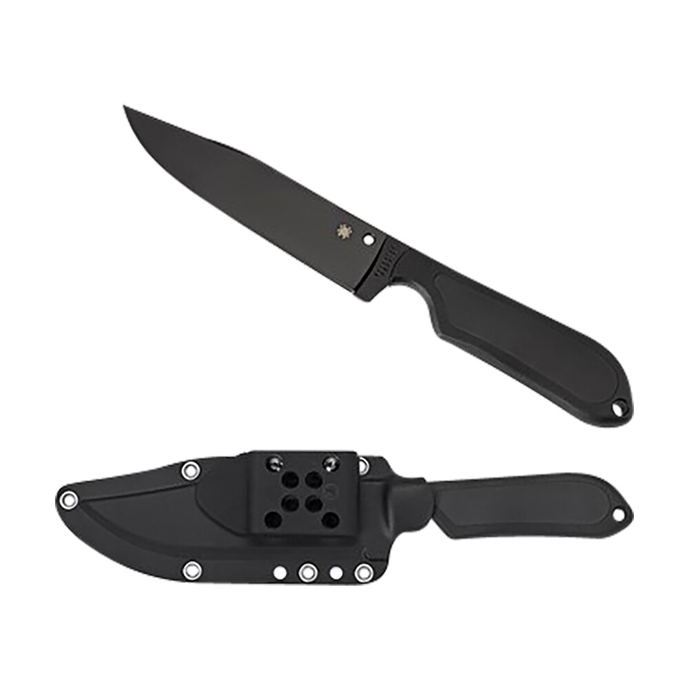 spyderco fb04pbb street bowie 5.05" fixed clip point plain black dlc vg 10 ss blade/black textured frn handle includes sheath w/g clip Spyderco FB04PBB Street Bowie 5.05" Fixed Clip Point Plain Black DLC VG-10 SS Blade/Black Sports South item 158097