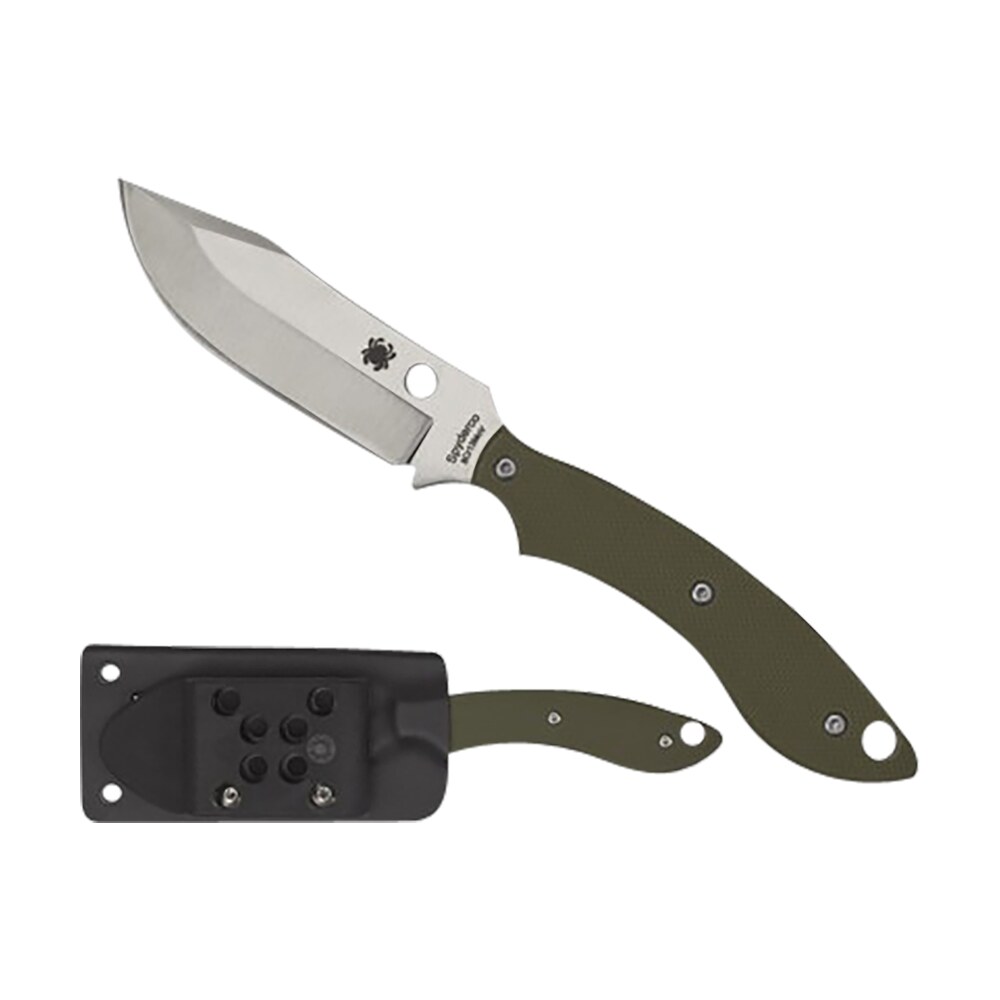 spyderco fb49gpod stok 2.95" fixed bowie plain stonewashed 8cr13mov ss blade/olive drab textured g10 handle includes sheath w/g clip Spyderco FB49GPOD Stok 2.95" Fixed Bowie Plain Stonewashed 8Cr13MoV SS Blade/Olive Drab Sports South item 158099