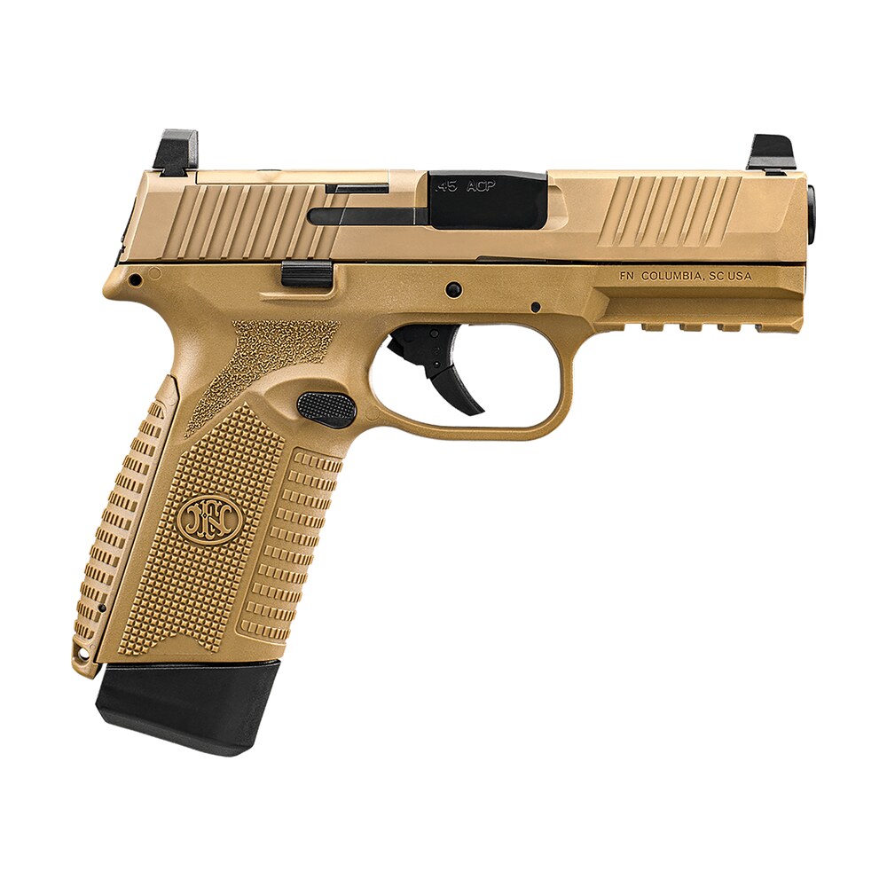 fn 66101390 545 mrd full size 45 acp 10+1 4.10" black hammer forged/target crown barrel/ flat dark earth optic cut/serrated slide/flat dark earth polymer frame w/picatinny rail, ambidextrous FN 66101390 545 MRD Full Size 45 ACP 10+1 4.10" Black Hammer Forged/Target Crown Barrel/ Flat Sports South item 158114